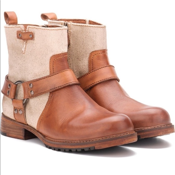 VINTAGE Foundry Morgan biker boots in tan. Size 6.5 - Picture 1 of 4